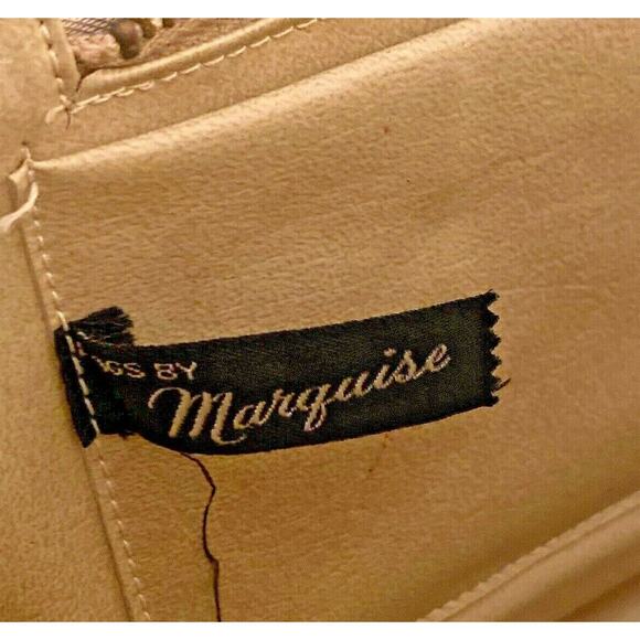 Vintage Mid Century Top Handle Purse Black / Brown Lizard Skin Textured Leather - Picture 9 of 10